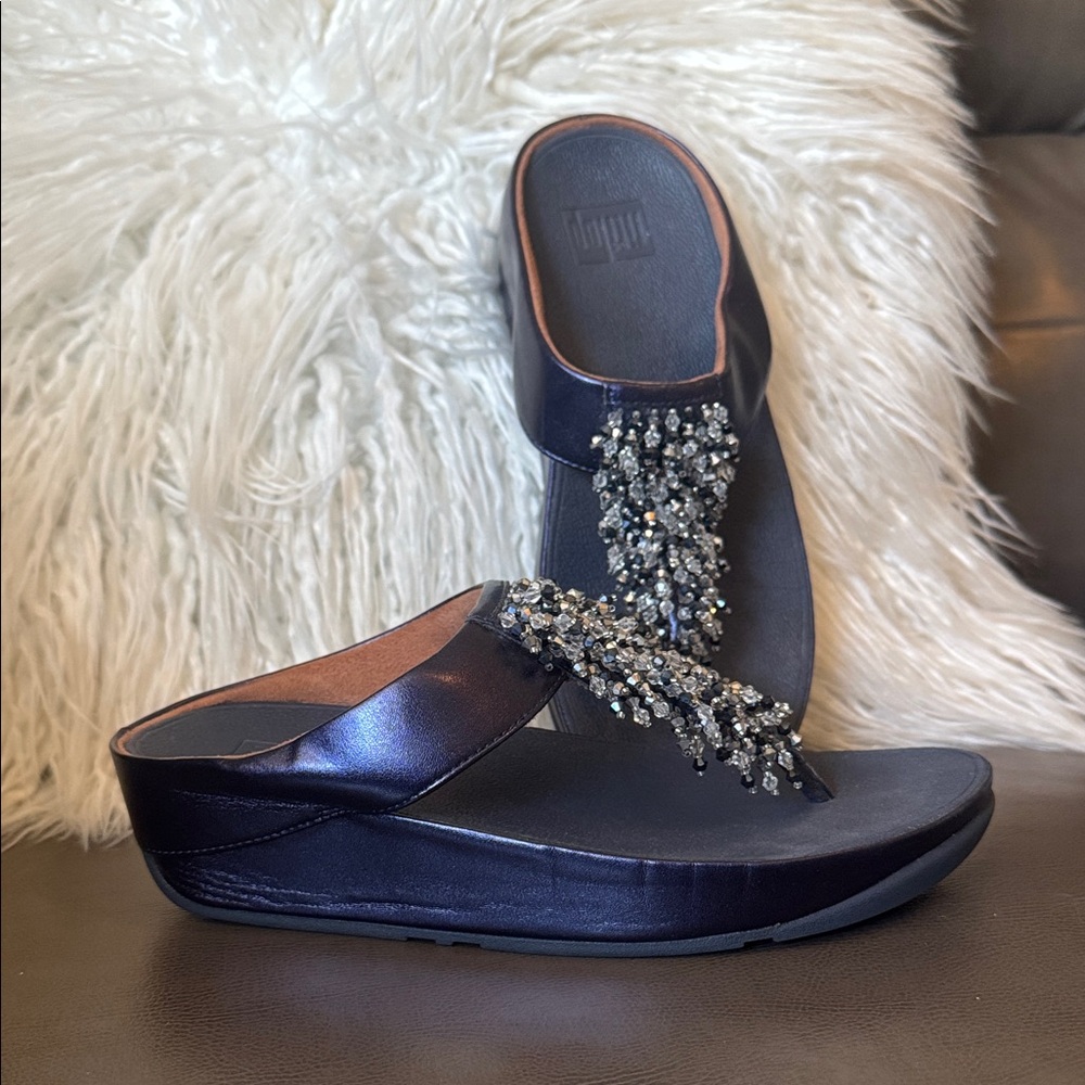 FitFlop Rumba Women's Navy Crystal Sandals sz 7